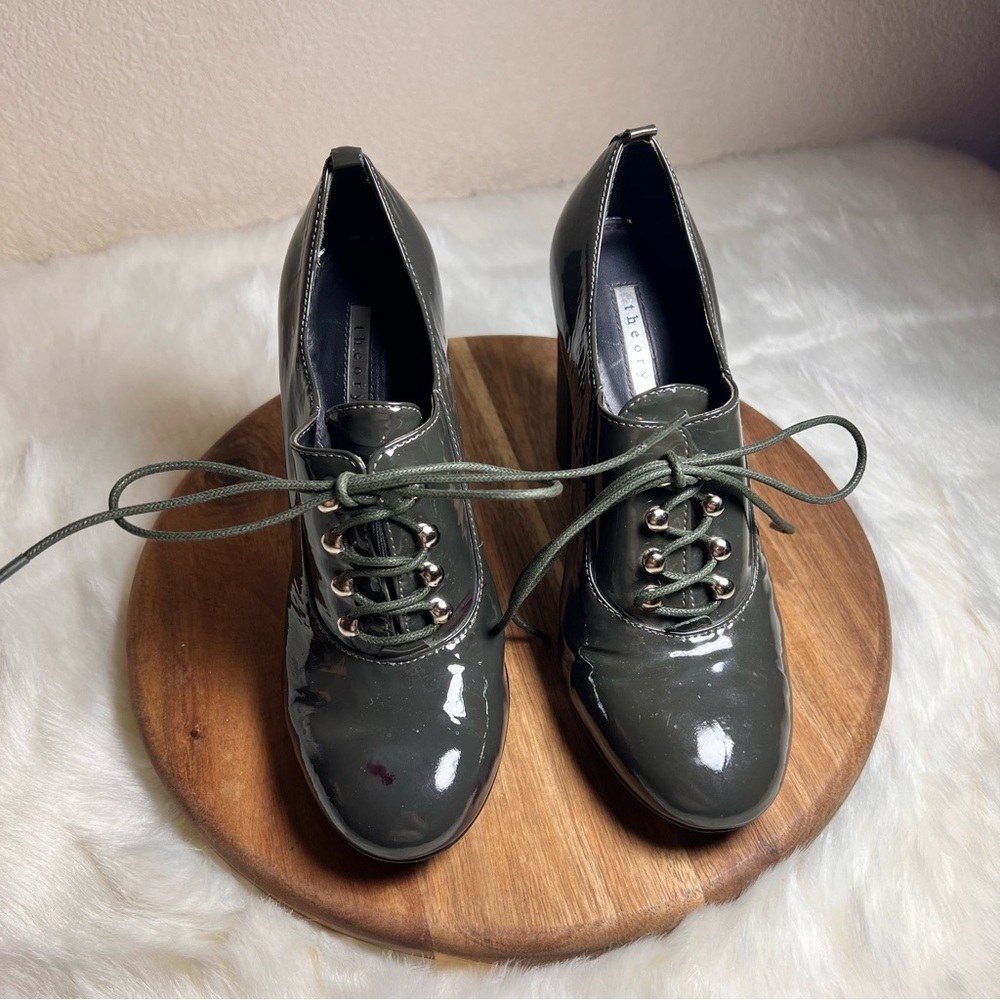 Theory Lace Up Oxford Heeled Booties Size 36.5